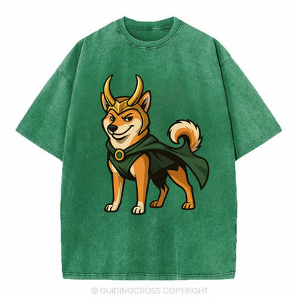 Shiba Inu Loki  - Vintage T-shirt - Forest Mist(Green)