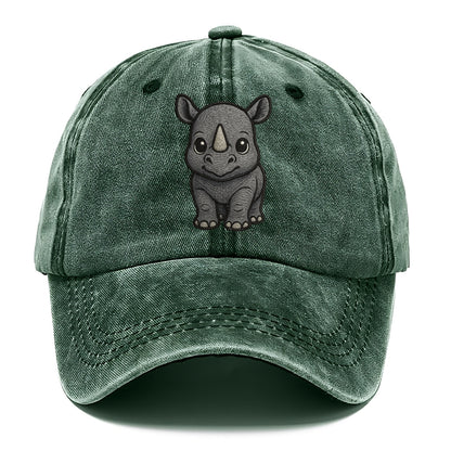 Baby Rhino - gray armor skin, tiny horn nub, round eyes, front-facing, tank baby - Classic Cap - Forest Mist(Green)