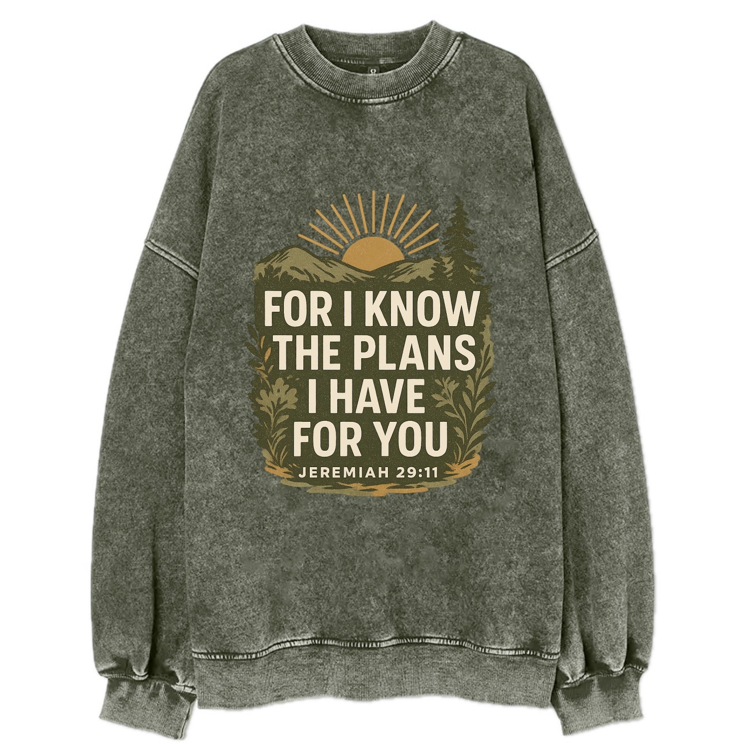 Jeremiah 29:11 Sunrise - Vintage Sweatshirt - Forest Mist(Green)