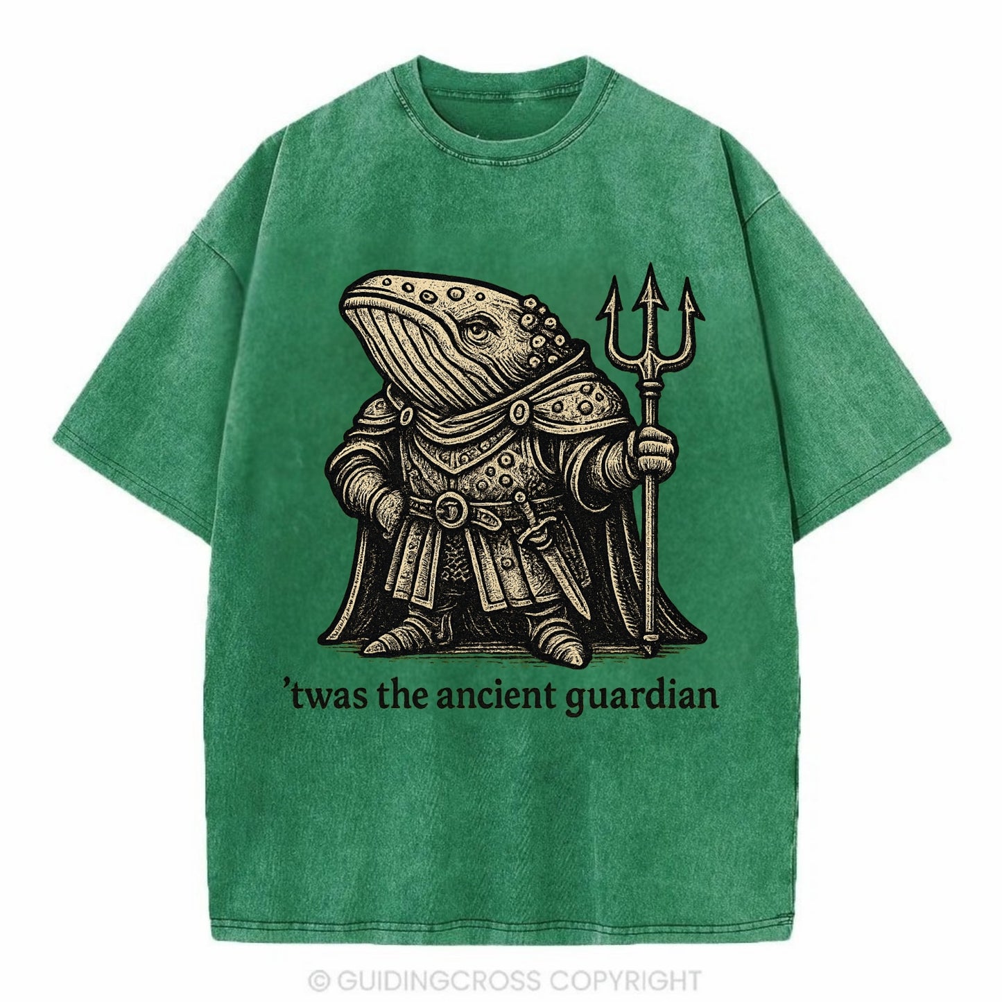 Whale Ancient Guardian  - Vintage T-shirt - Forest Mist(Green)