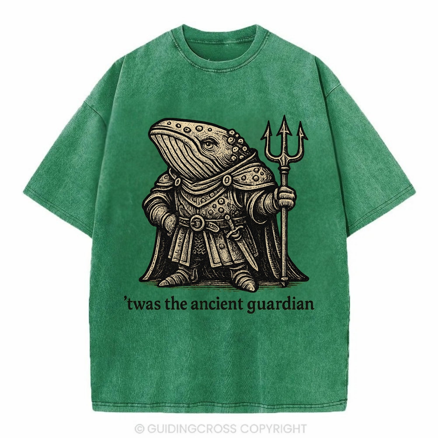 Whale Ancient Guardian  - Vintage T-shirt - Forest Mist(Green)