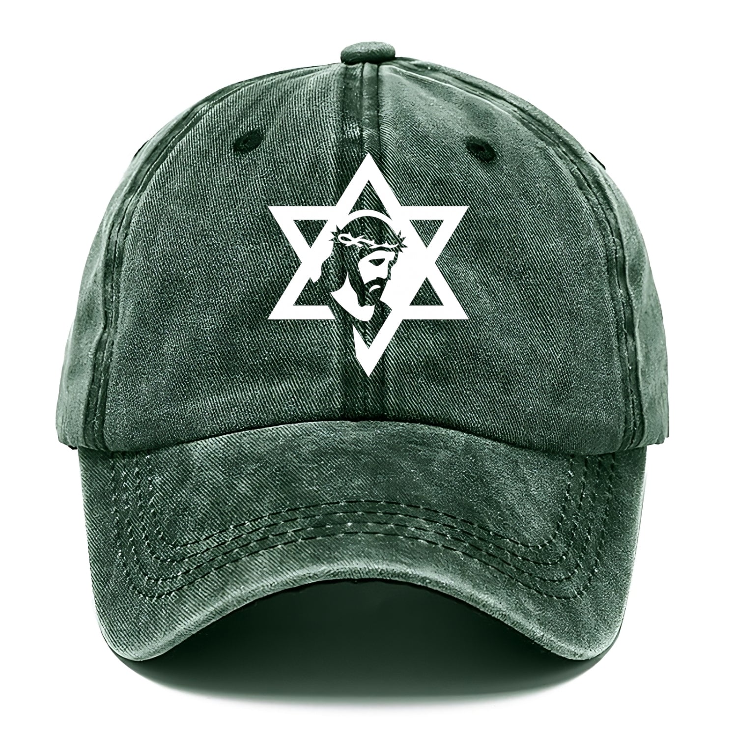 Star of David - negative space forms two overlapping triangles with hidden meaning - Classic Cap - Forest Mist(Green)