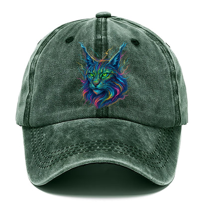 Wild lynx with ear tufts transforming into liquid mercury flows, silver and gold - Classic Cap - Forest Mist(Green)