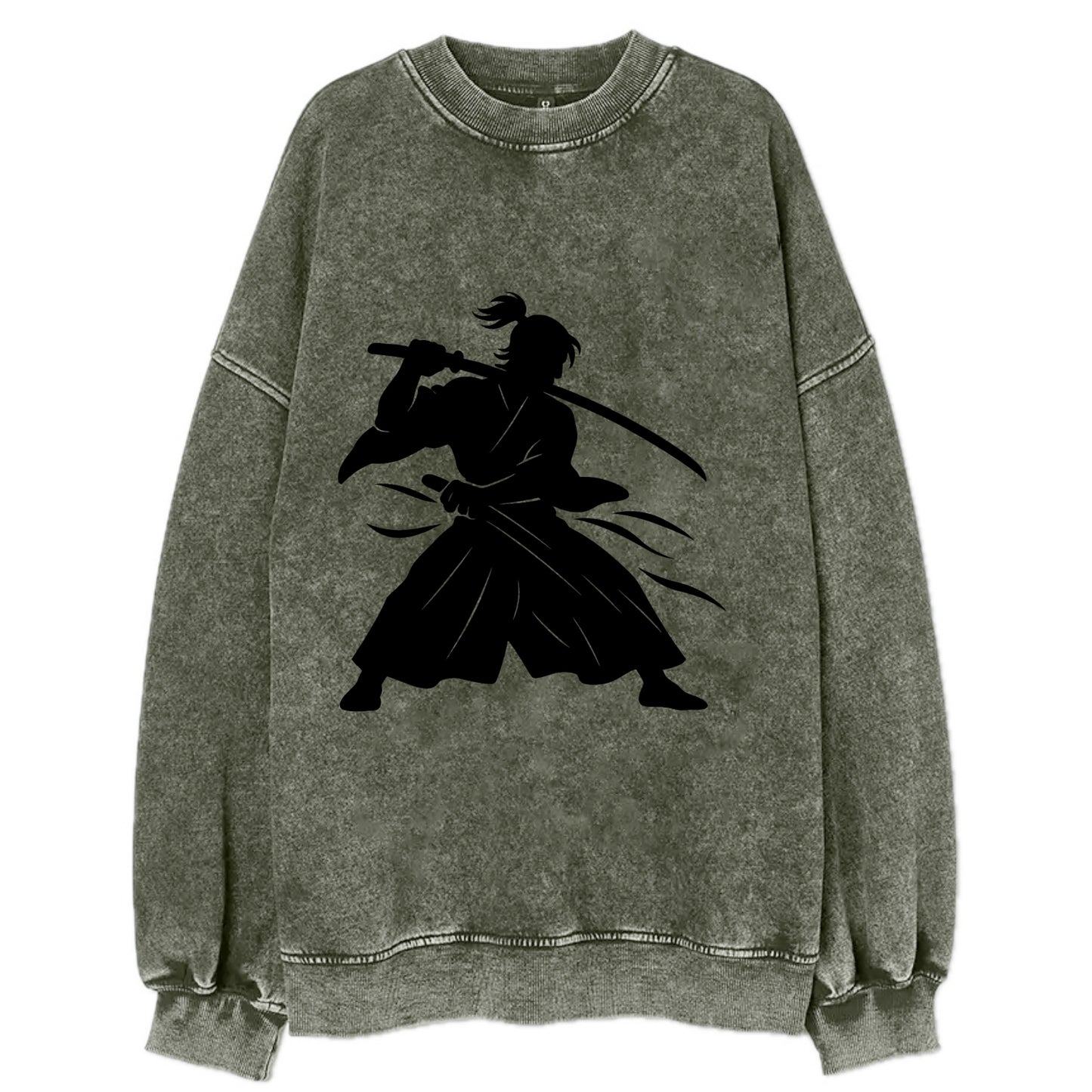 Japanese samurai sword draw - Vintage Sweatshirt - Forest Mist(Green)