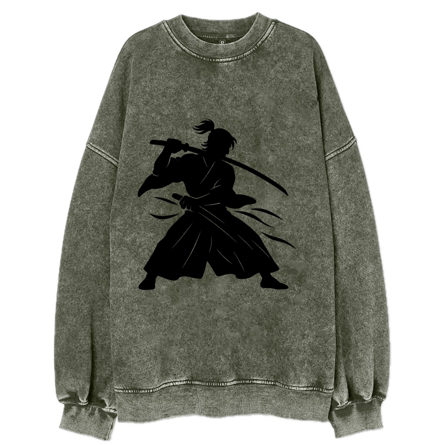 Japanese samurai sword draw - Vintage Sweatshirt - Forest Mist(Green)