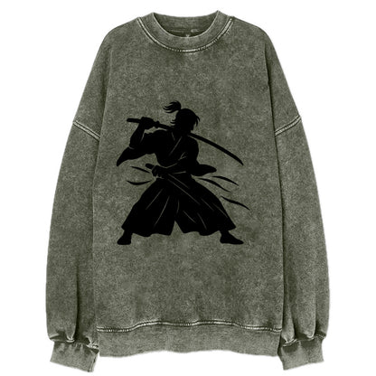 Japanese samurai sword draw - Vintage Sweatshirt - Forest Mist(Green)