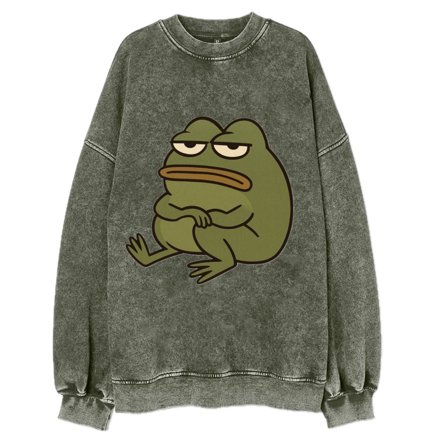 The Frog Judges Silently - Vintage Sweatshirt - Forest Mist(Green)
