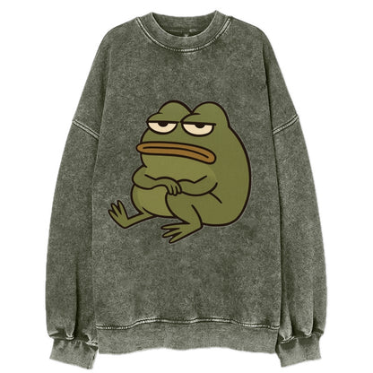 The Frog Judges Silently - Vintage Sweatshirt - Forest Mist(Green)