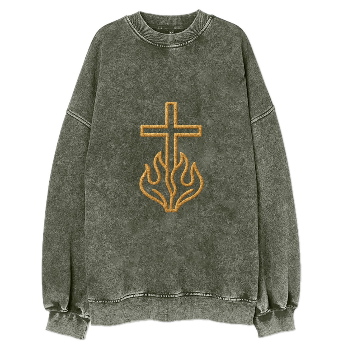 Burning Bush Cross  - Vintage Sweatshirt - Forest Mist(Green)