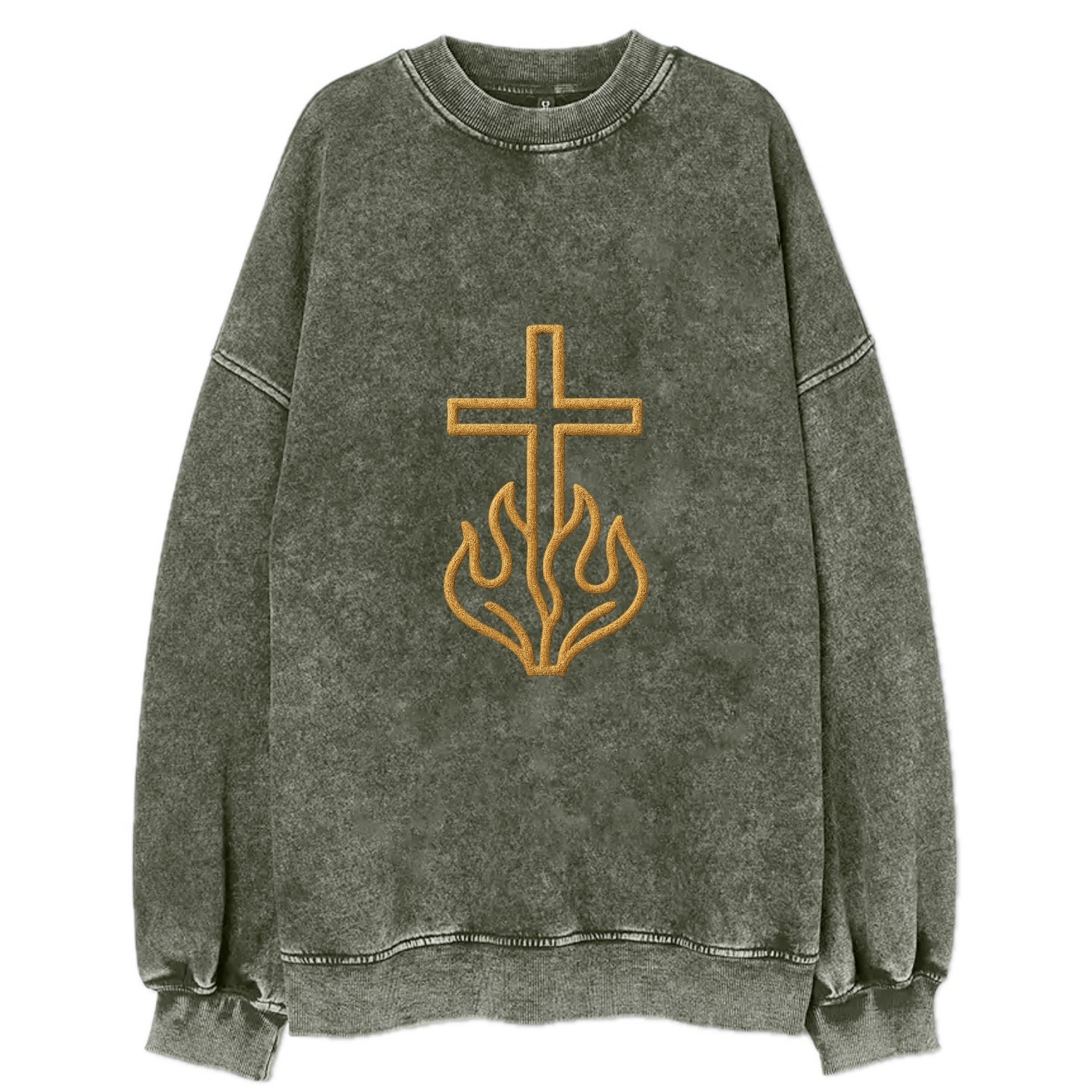 Burning Bush Cross  - Vintage Sweatshirt - Forest Mist(Green)