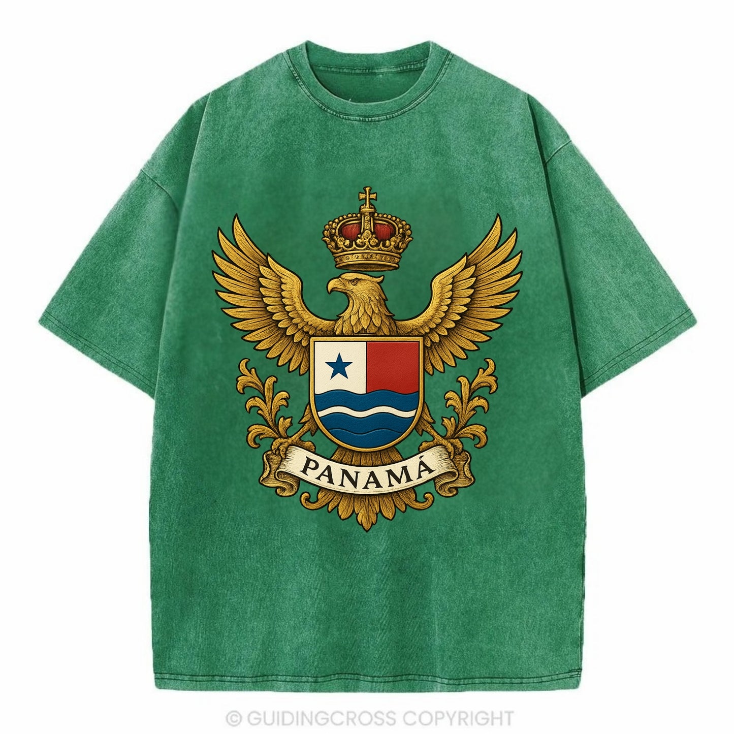 Panama Heritage Badge  - Vintage T-shirt - Forest Mist(Green)