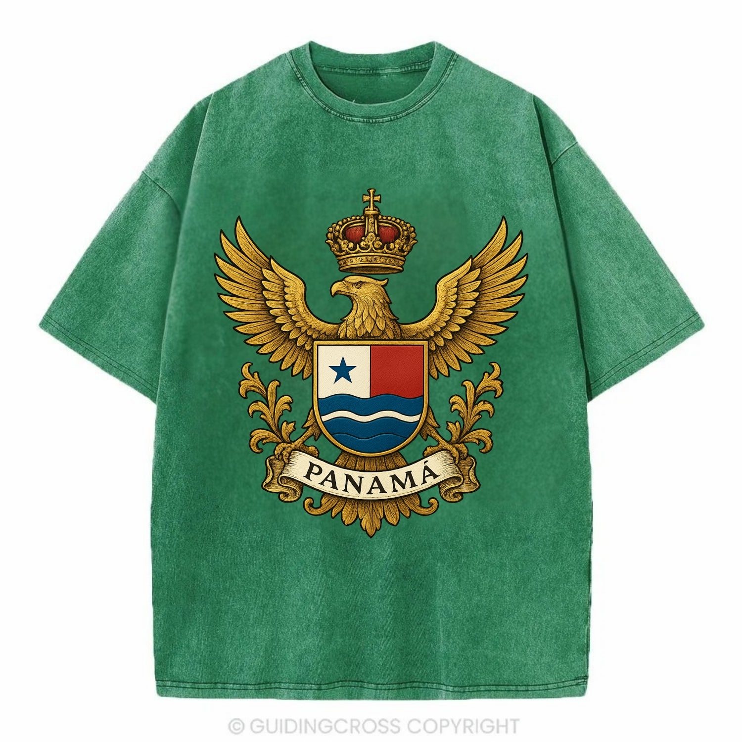 Panama Heritage Badge  - Vintage T-shirt - Forest Mist(Green)