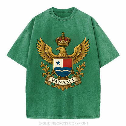 Panama Heritage Badge  - Vintage T-shirt - Forest Mist(Green)