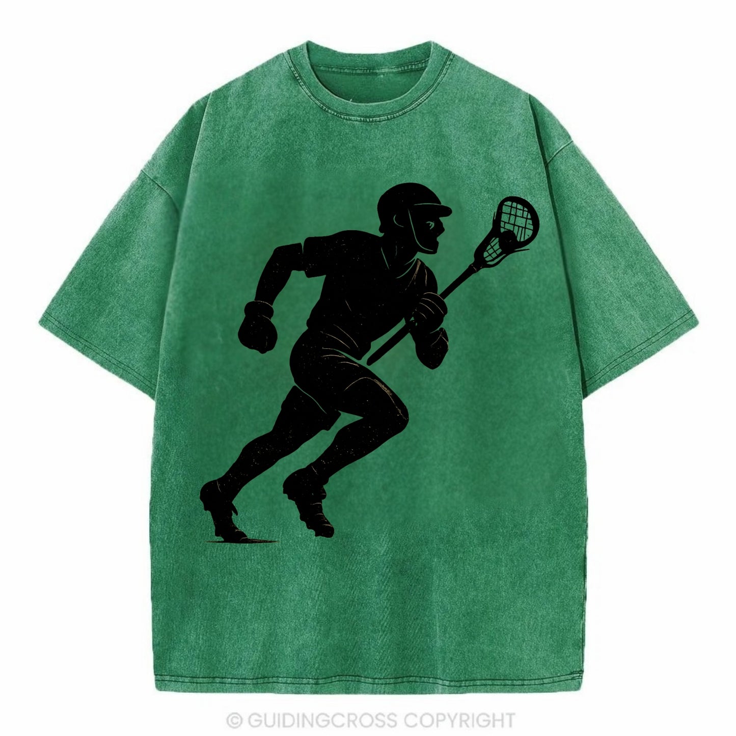 Lacrosse player cradling and running - Vintage T-shirt - Forest Mist(Green)