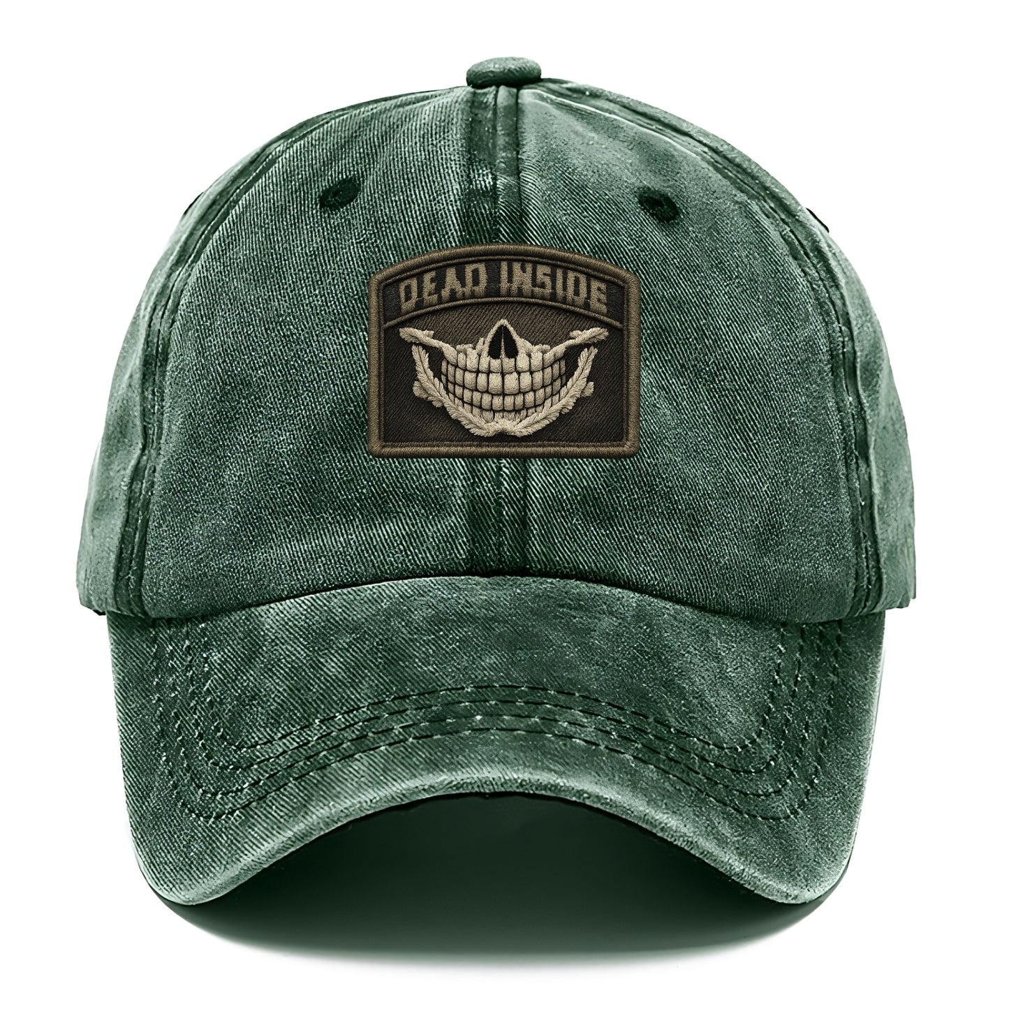DEAD INSIDE SMILE - skeleton smile in white , dark humor - Classic Cap - Forest Mist(Green)