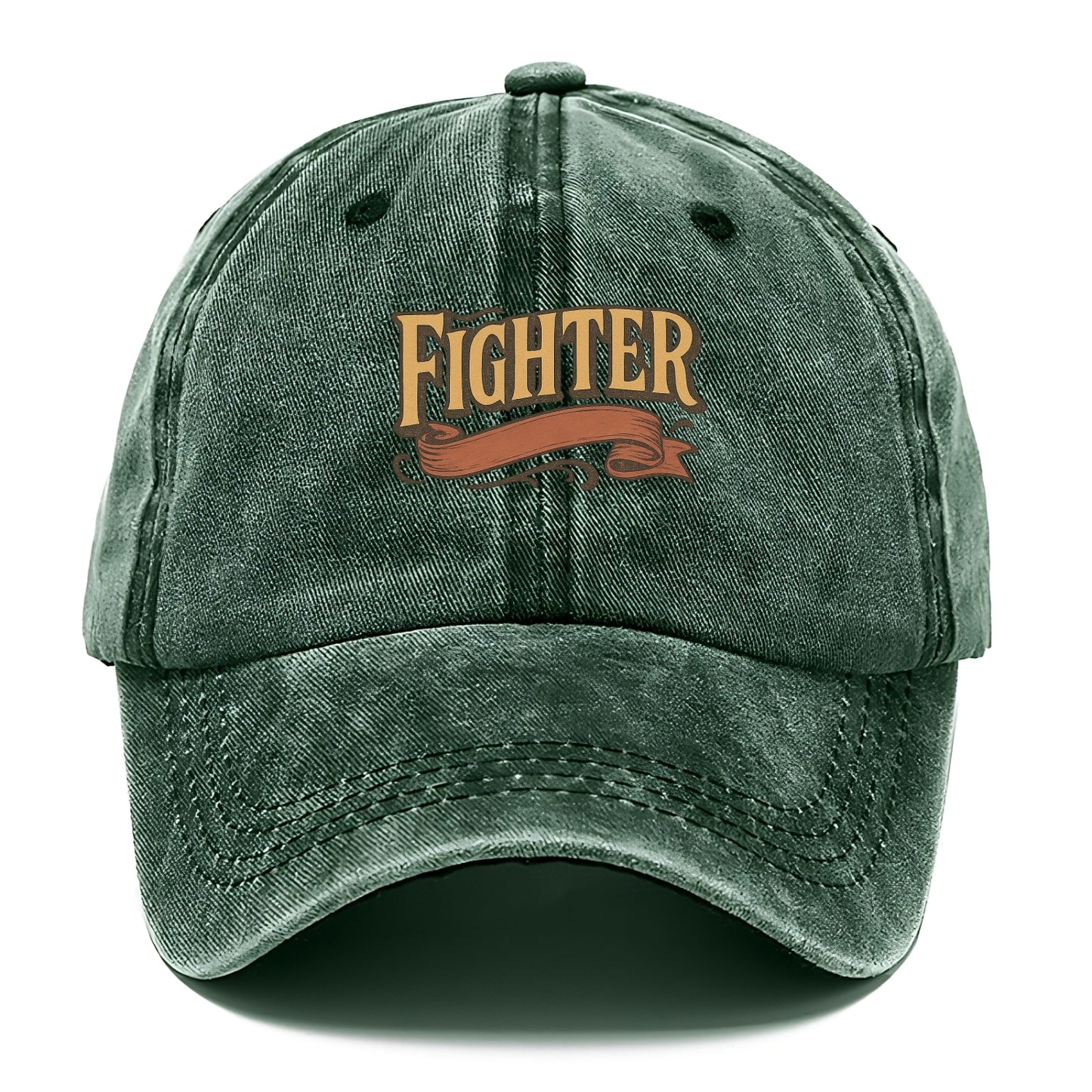 Bold typography design - "FIGHTER" - never giving up, battling on - Classic Cap - Forest Mist(Green)