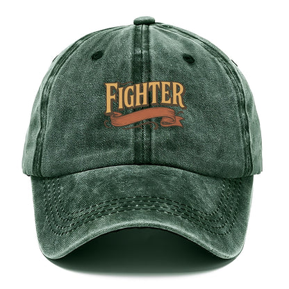 Bold typography design - "FIGHTER" - never giving up, battling on - Classic Cap - Forest Mist(Green)