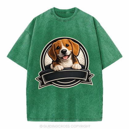 Paws Up Beagle - Vintage T-shirt - Forest Mist(Green)