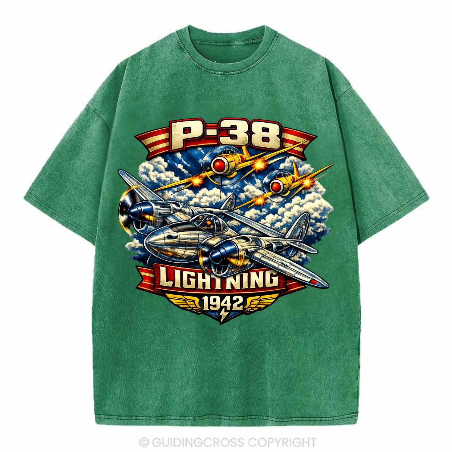 P 38 Lightning - Vintage T-shirt - Forest Mist(Green)