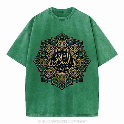 As-Salam Mandala - Vintage T-shirt - Forest Mist(Green)
