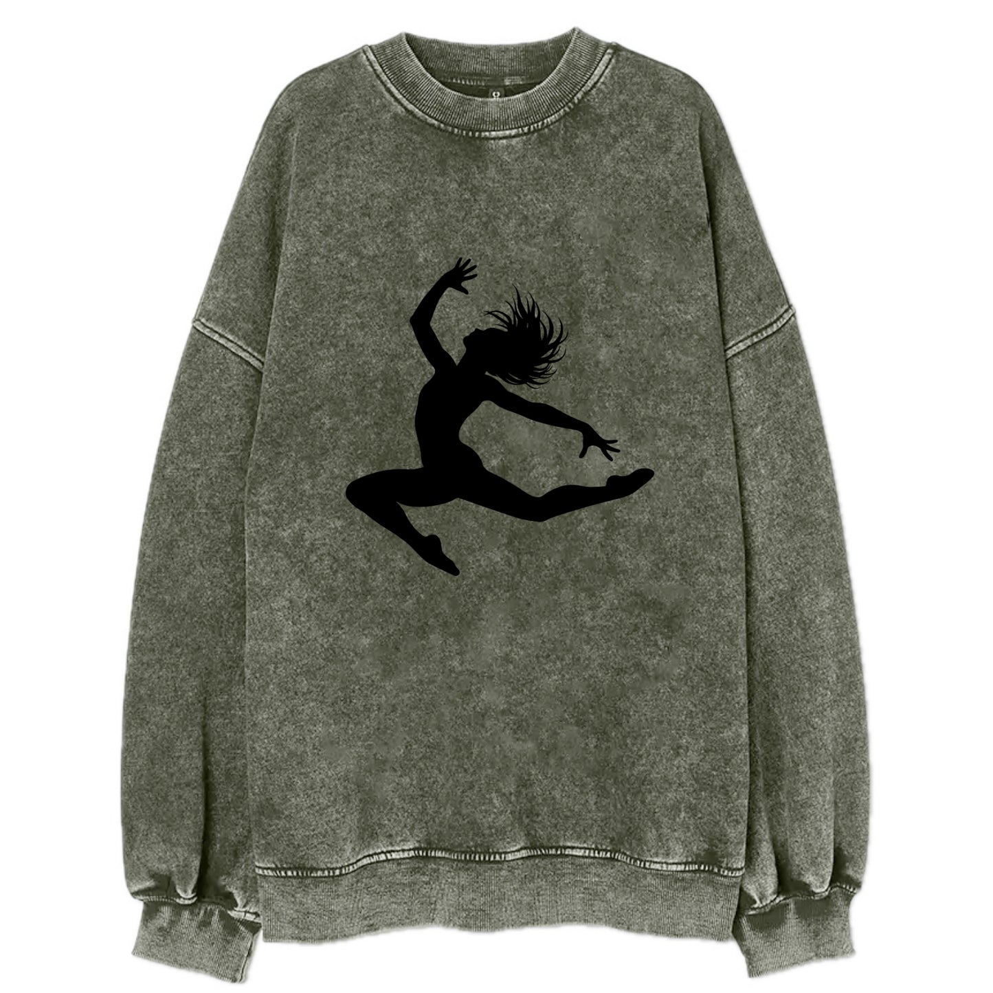 Contemporary dancer leap mid-air - Vintage Sweatshirt - Forest Mist(Green)