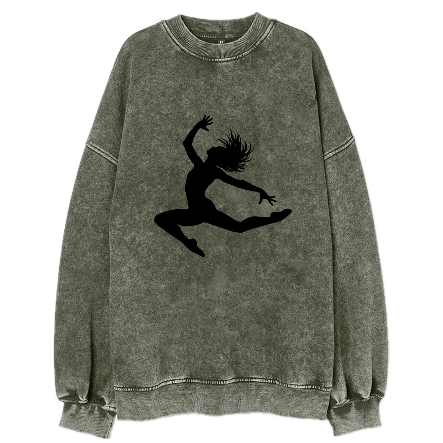 Contemporary dancer leap mid-air - Vintage Sweatshirt - Forest Mist(Green)