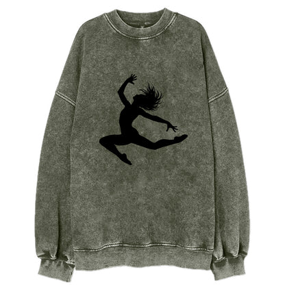 Contemporary dancer leap mid-air - Vintage Sweatshirt - Forest Mist(Green)