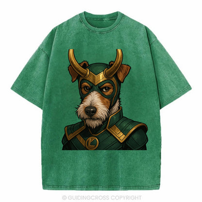 Fox Terrier Loki  - Vintage T-shirt - Forest Mist(Green)