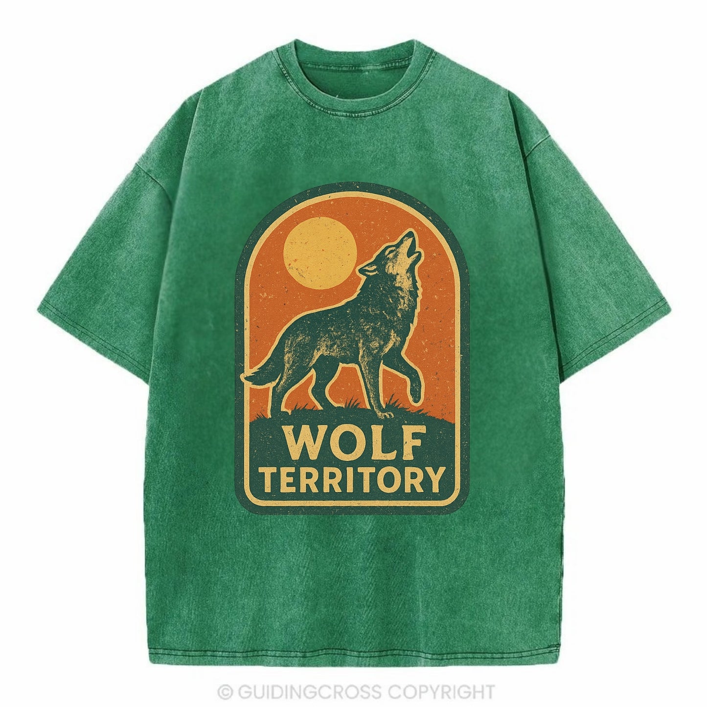 Wolf Territory Marking  - Vintage T-shirt - Forest Mist(Green)