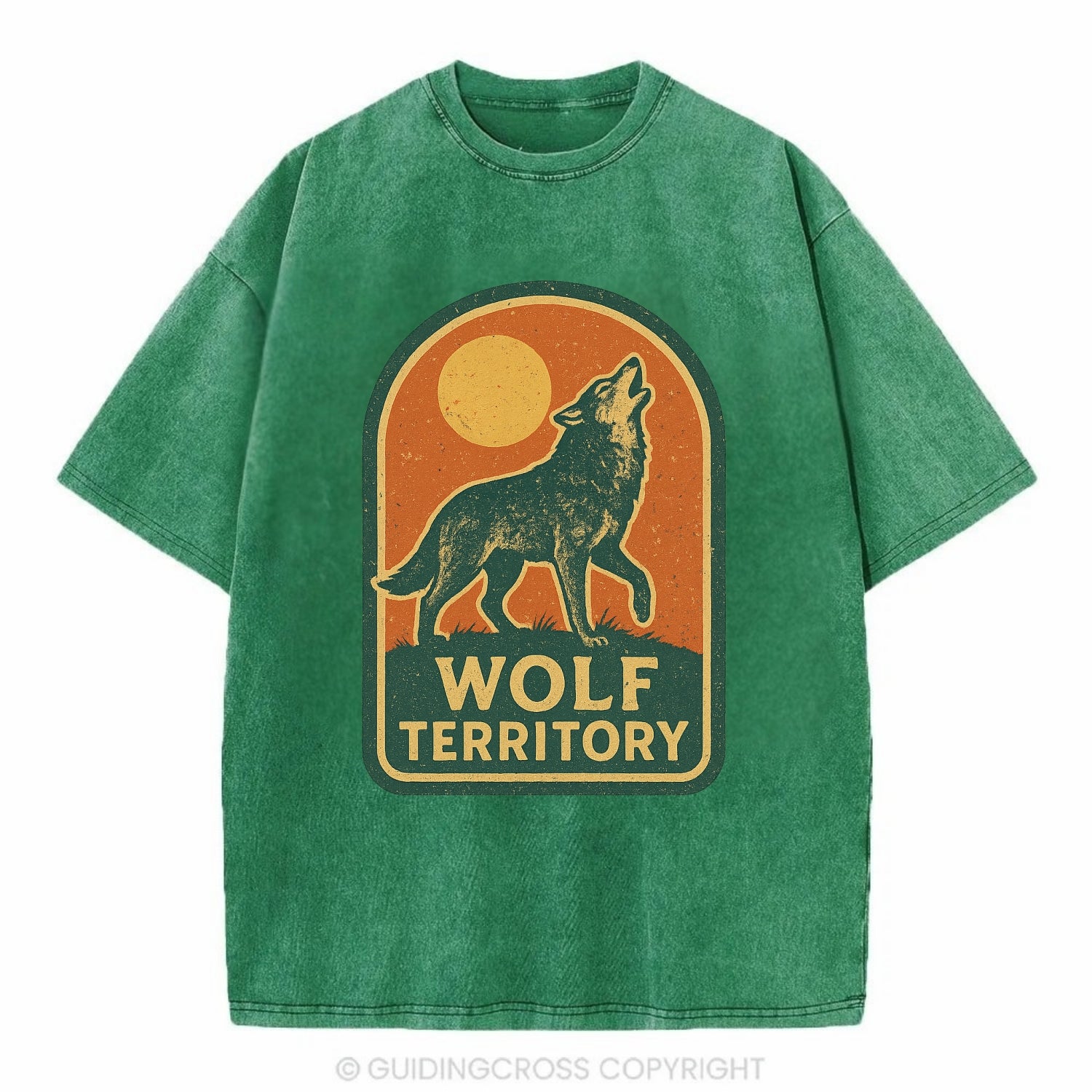 Wolf Territory Marking  - Vintage T-shirt - Forest Mist(Green)