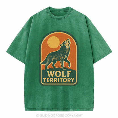 Wolf Territory Marking  - Vintage T-shirt - Forest Mist(Green)