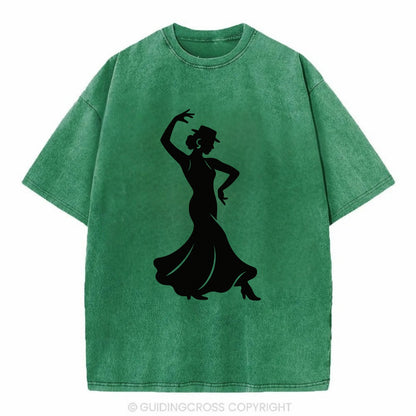 Flamenco dancer passionate stance - Vintage T-shirt - Forest Mist(Green)