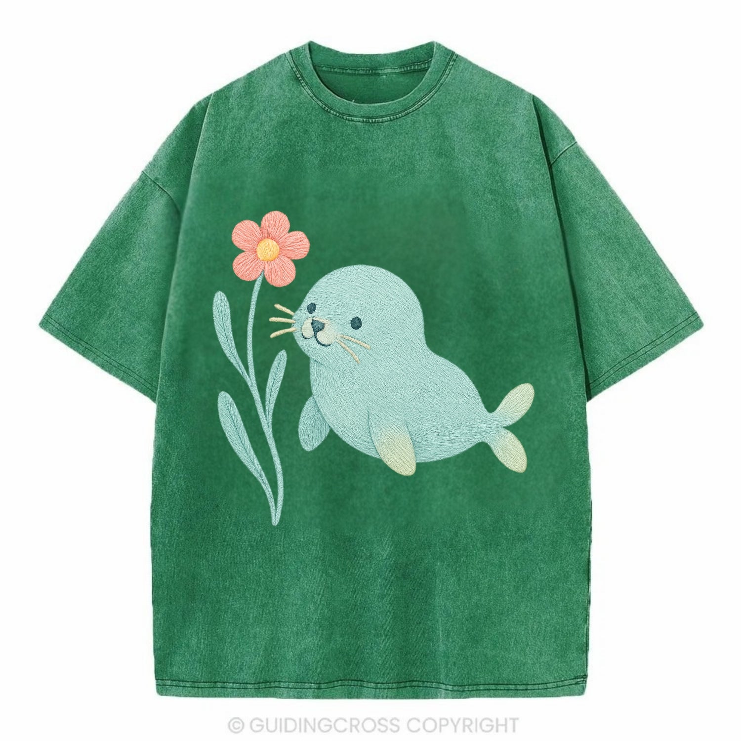 Mint Seal Pup - Vintage T-shirt - Forest Mist(Green)