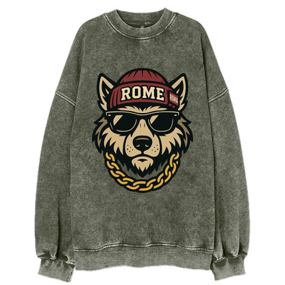 Rome Wolf - Vintage Sweatshirt - Forest Mist(Green)