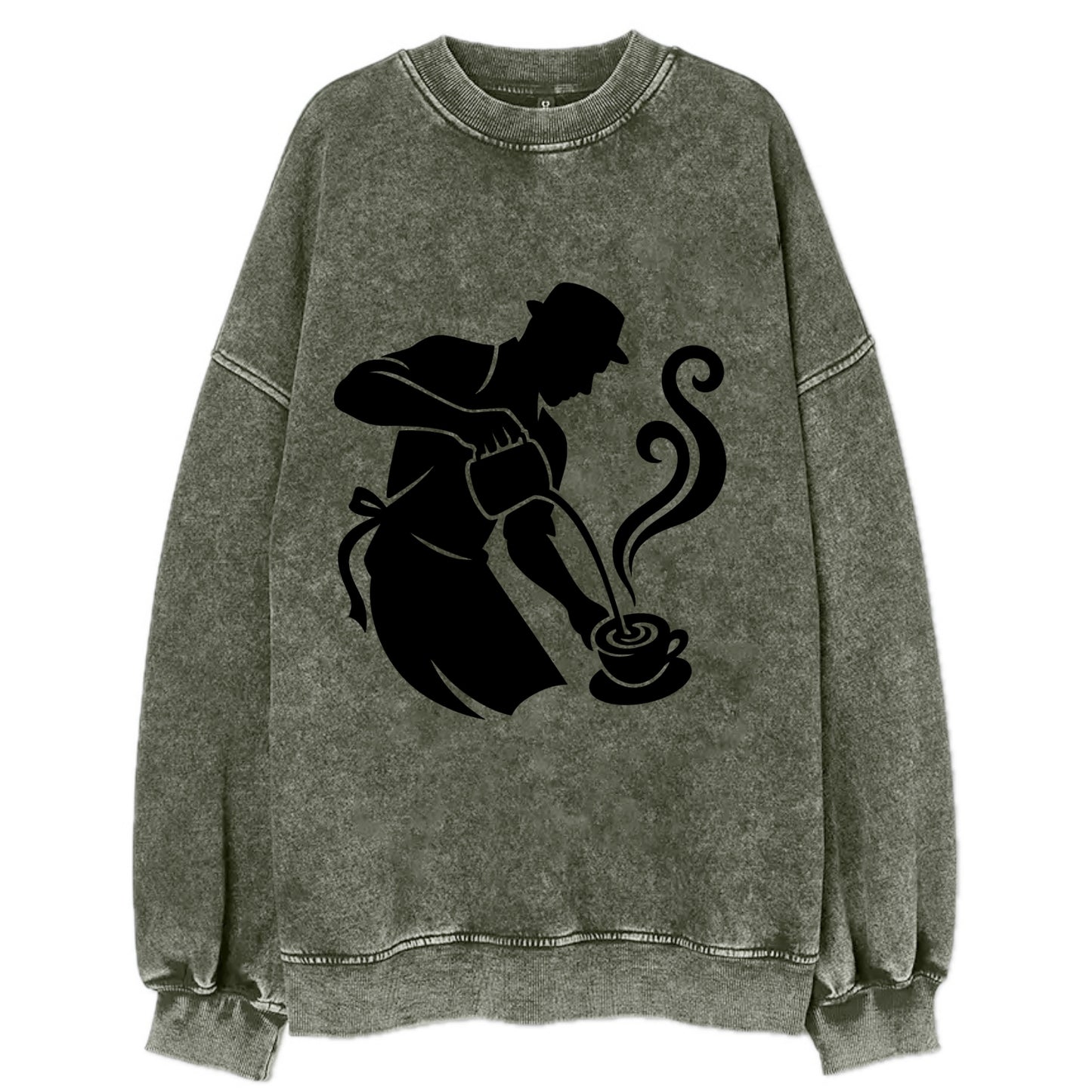 Barista creating latte art - Vintage Sweatshirt - Forest Mist(Green)