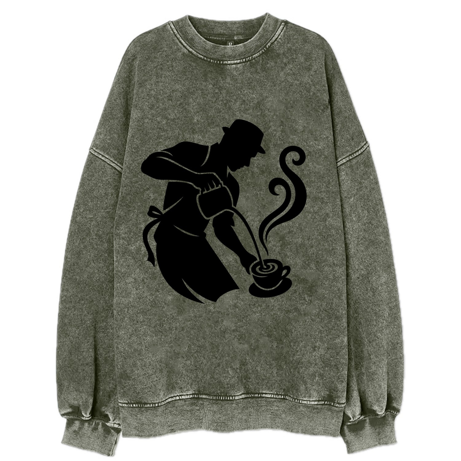 Barista creating latte art - Vintage Sweatshirt - Forest Mist(Green)