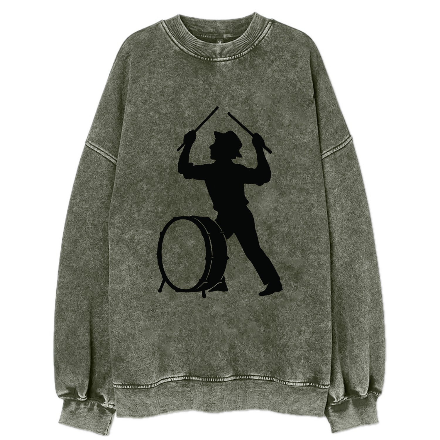 Drummer with drumsticks raised high - Vintage Sweatshirt - Forest Mist(Green)