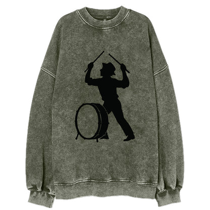 Drummer with drumsticks raised high - Vintage Sweatshirt - Forest Mist(Green)