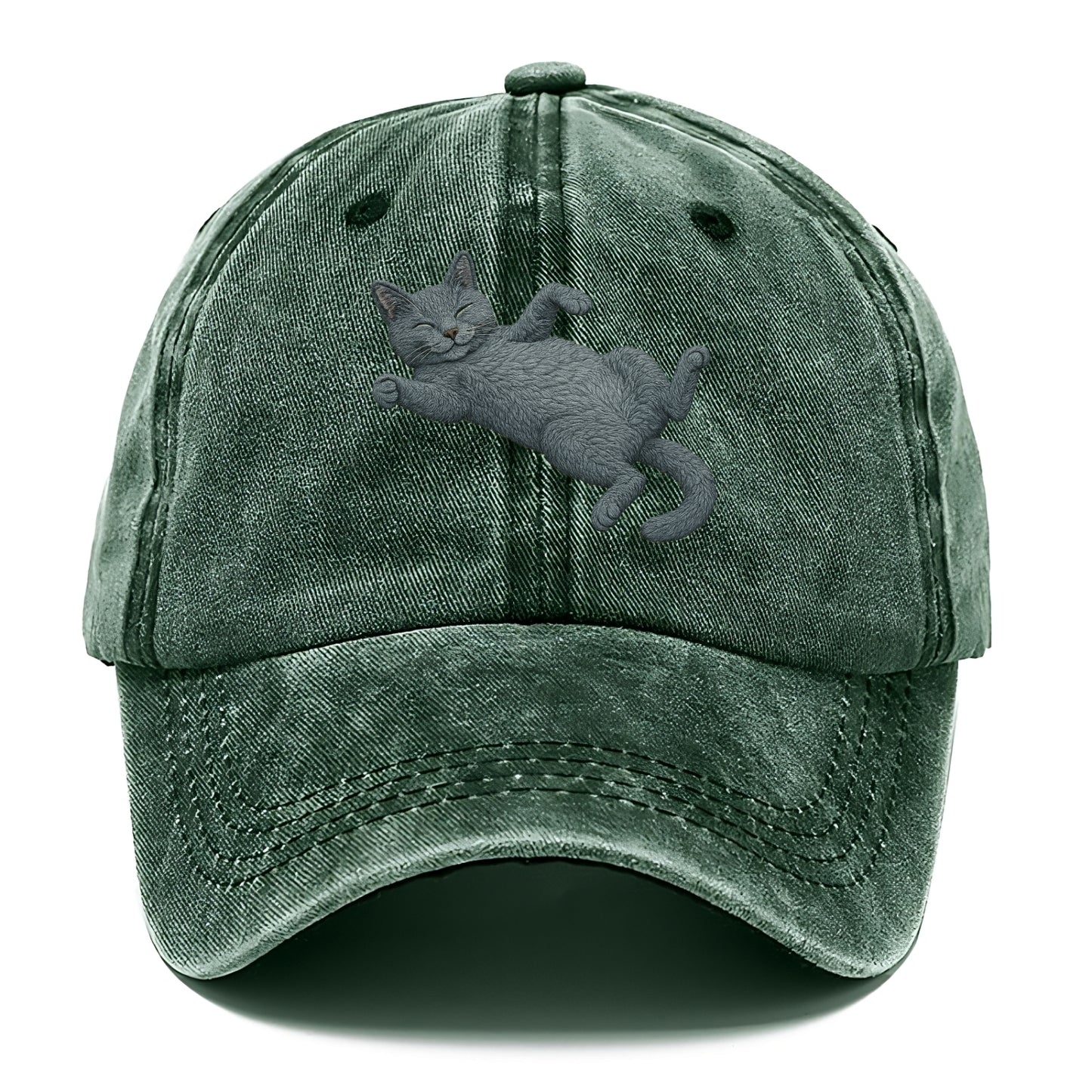 Russian Blue  fully relaxed sprawled out Classic Cap - Forest Mist(Green)