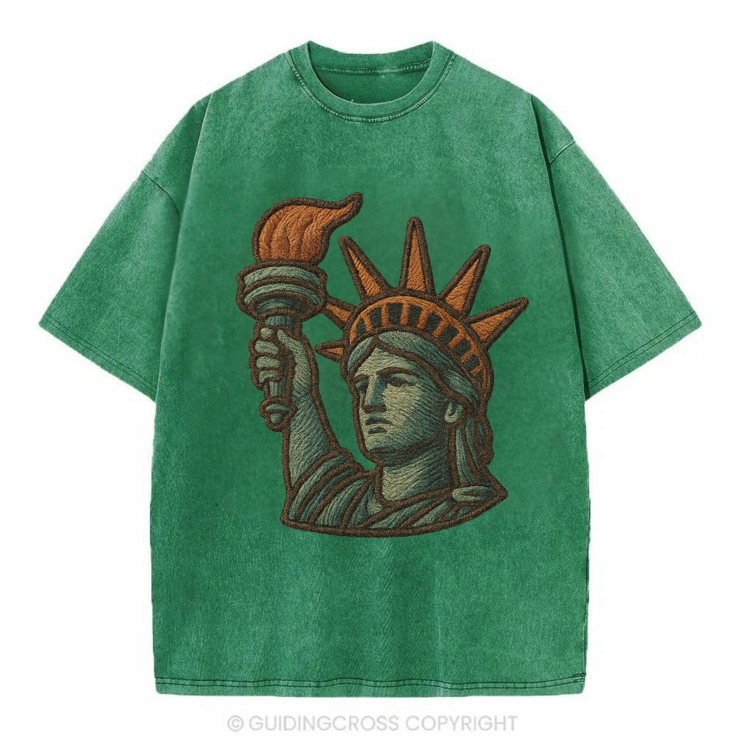Statue of Liberty  - Vintage T-shirt - Forest Mist(Green)