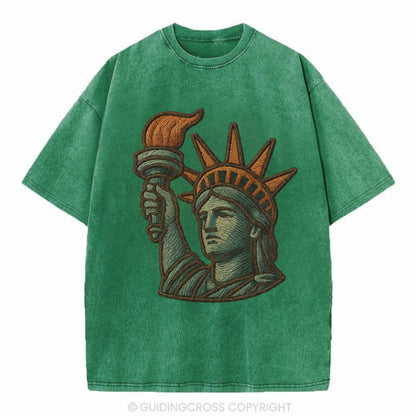 Statue of Liberty  - Vintage T-shirt - Forest Mist(Green)