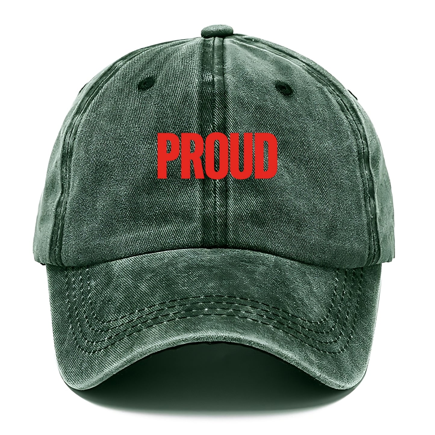 Bold typography design - "PROUD" - satisfied, honored, dignified - Classic Cap - Forest Mist(Green)