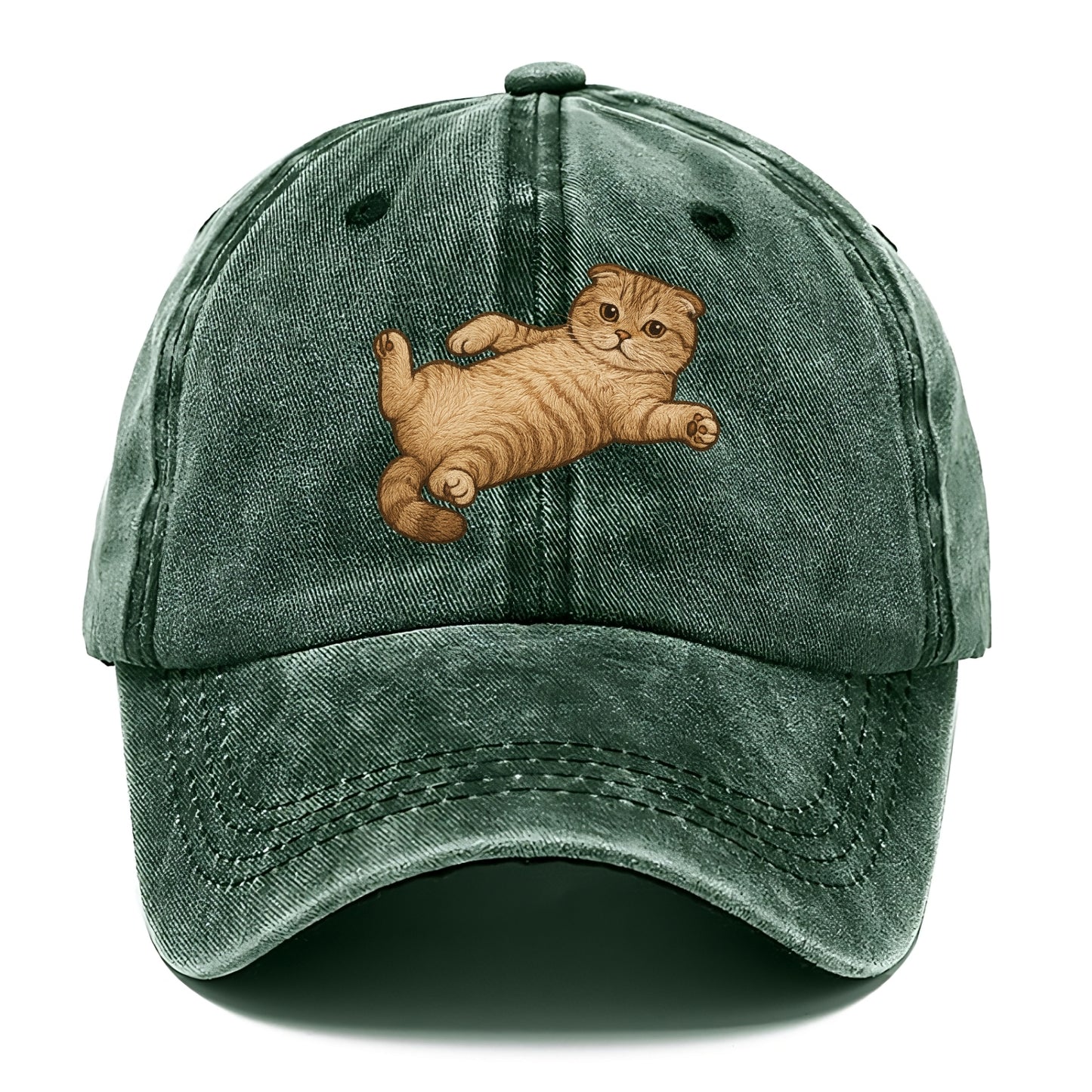 Scottish Fold  fully relaxed sprawled ou Classic Cap - Forest Mist(Green)