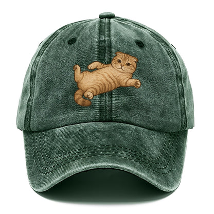 Scottish Fold  fully relaxed sprawled ou Classic Cap - Forest Mist(Green)