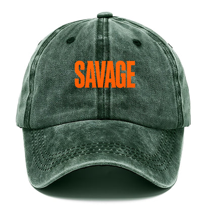 Bold typography design - "SAVAGE" - fierce attitude, taking no prisoners - Classic Cap - Forest Mist(Green)
