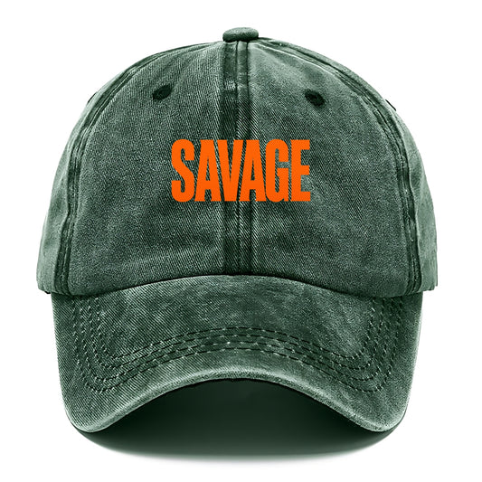 Bold typography design - "SAVAGE" - fierce attitude, taking no prisoners - Classic Cap - Forest Mist(Green)