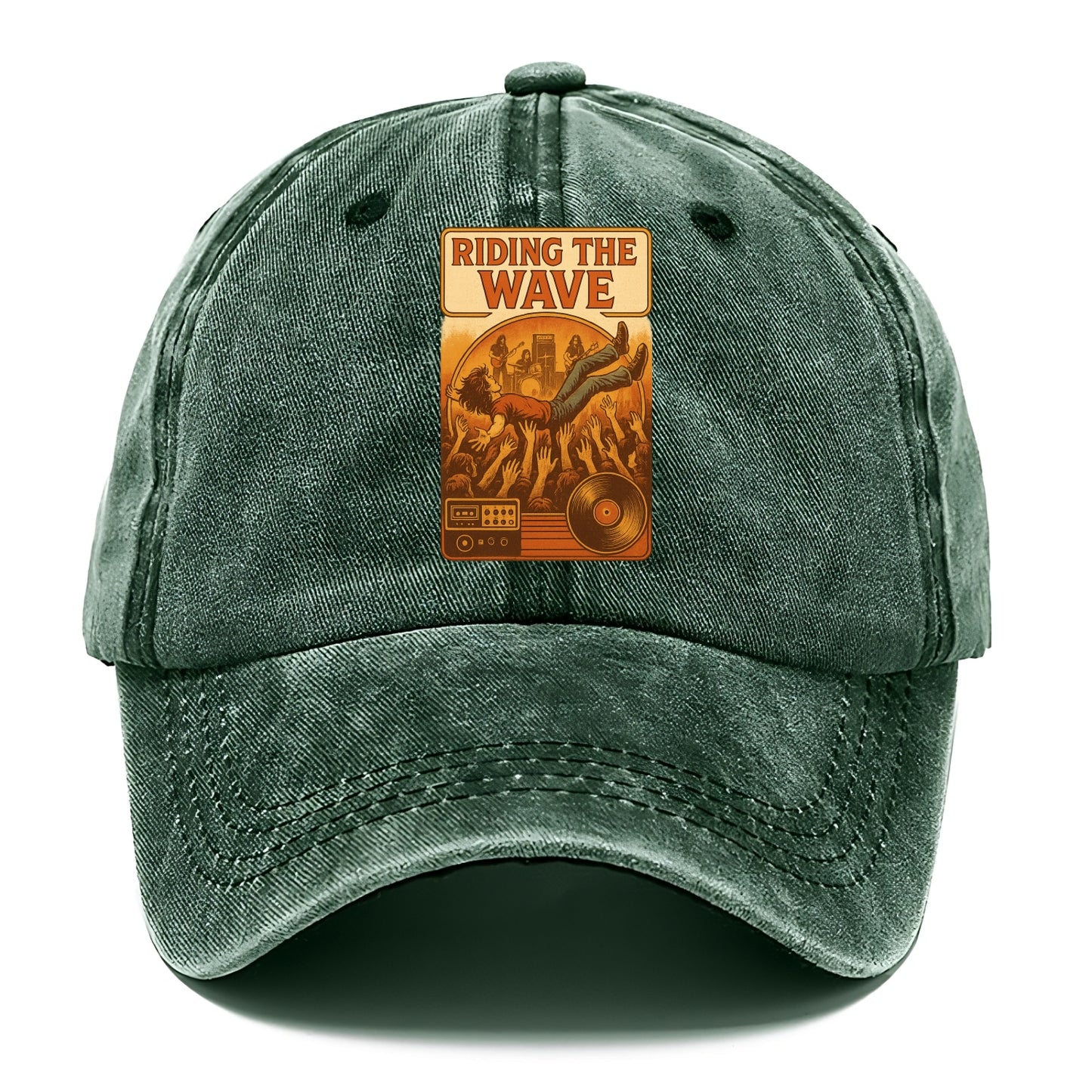 Crowd surfing at packed concert - "Riding the Wave" - concert energy - Classic Cap - Forest Mist(Green)