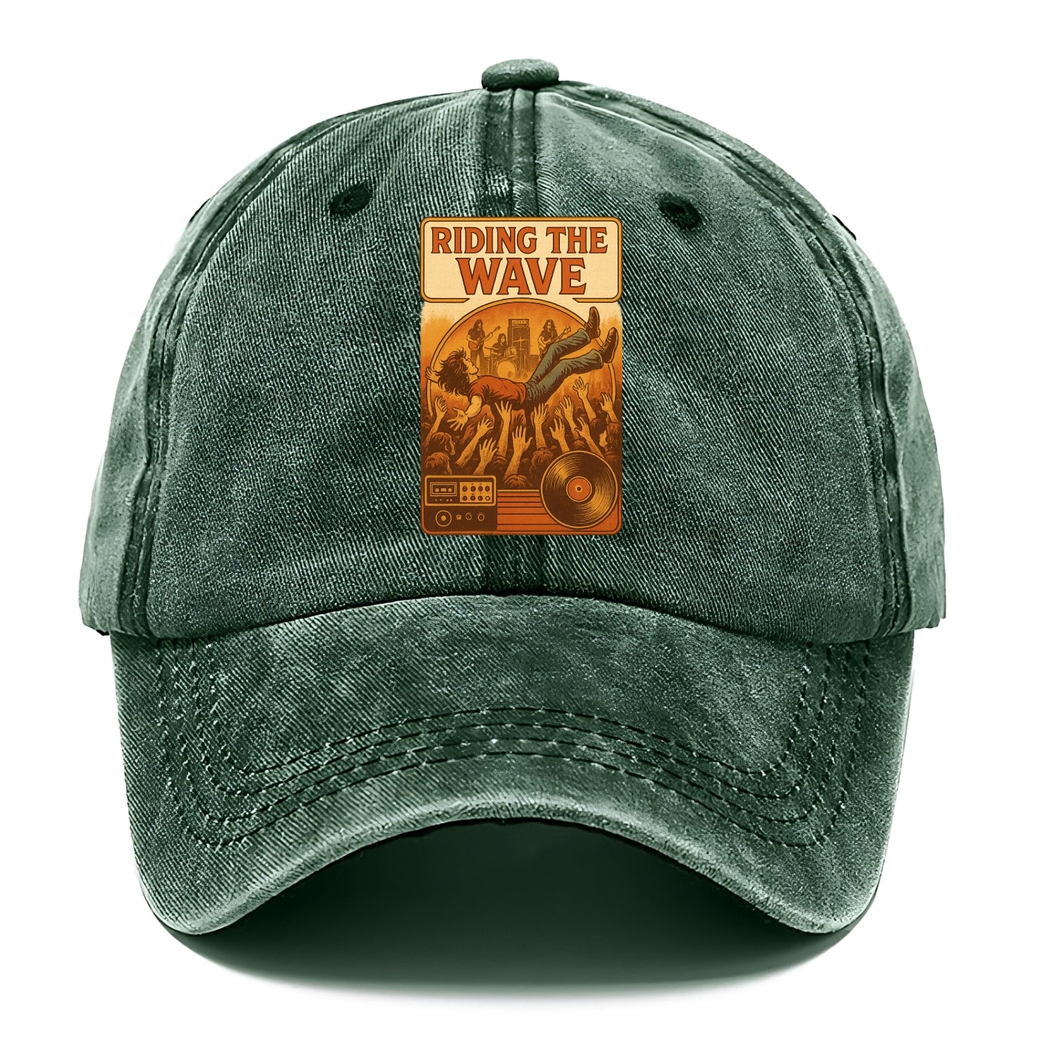 Crowd surfing at packed concert - "Riding the Wave" - concert energy - Classic Cap - Forest Mist(Green)