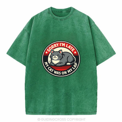 Charming Cat Loaf Excuse Emblem - Vintage T-shirt - Forest Mist(Green)