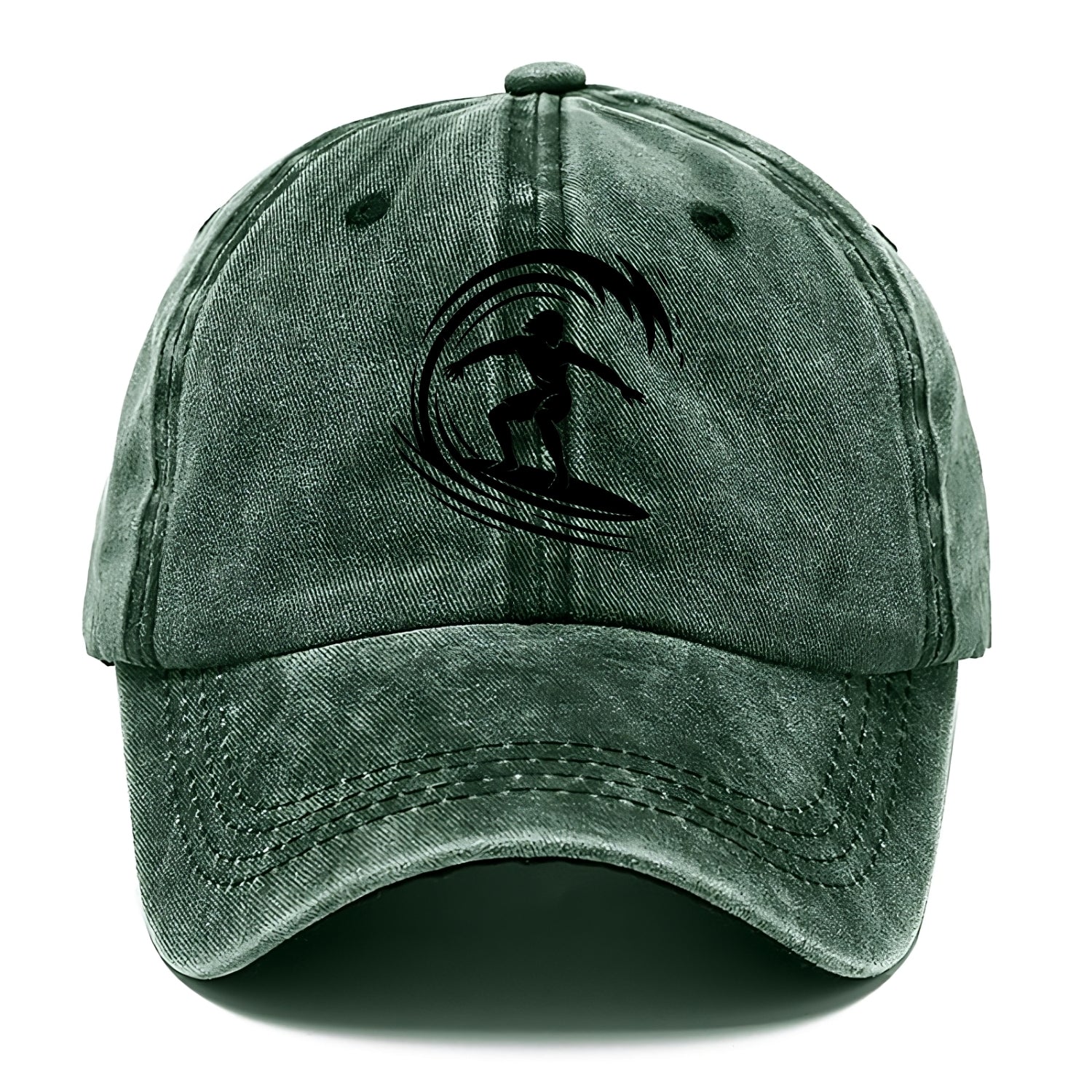 Hawaiian surfer riding big wave - Classic Cap - Forest Mist(Green)